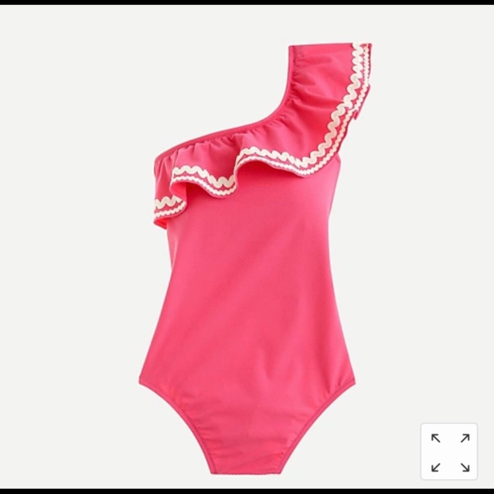 J.Crew Pink One-Shoulder Ruffle One-Piece Swimsuit